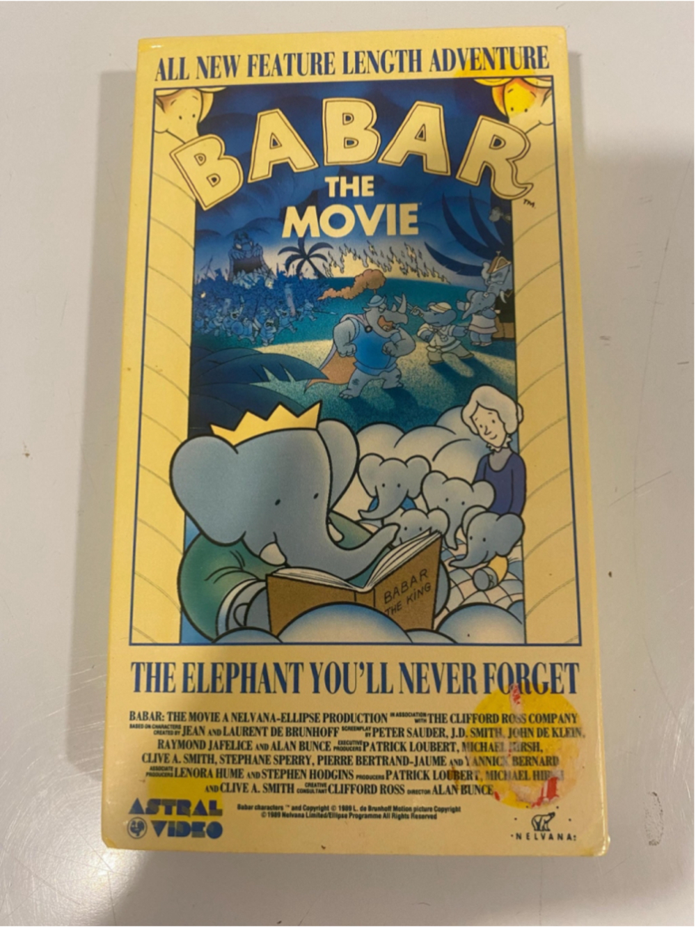 Vintage Babar The Movie VHS 1989 Astral Video Canada Slip Sleeve Former Rental